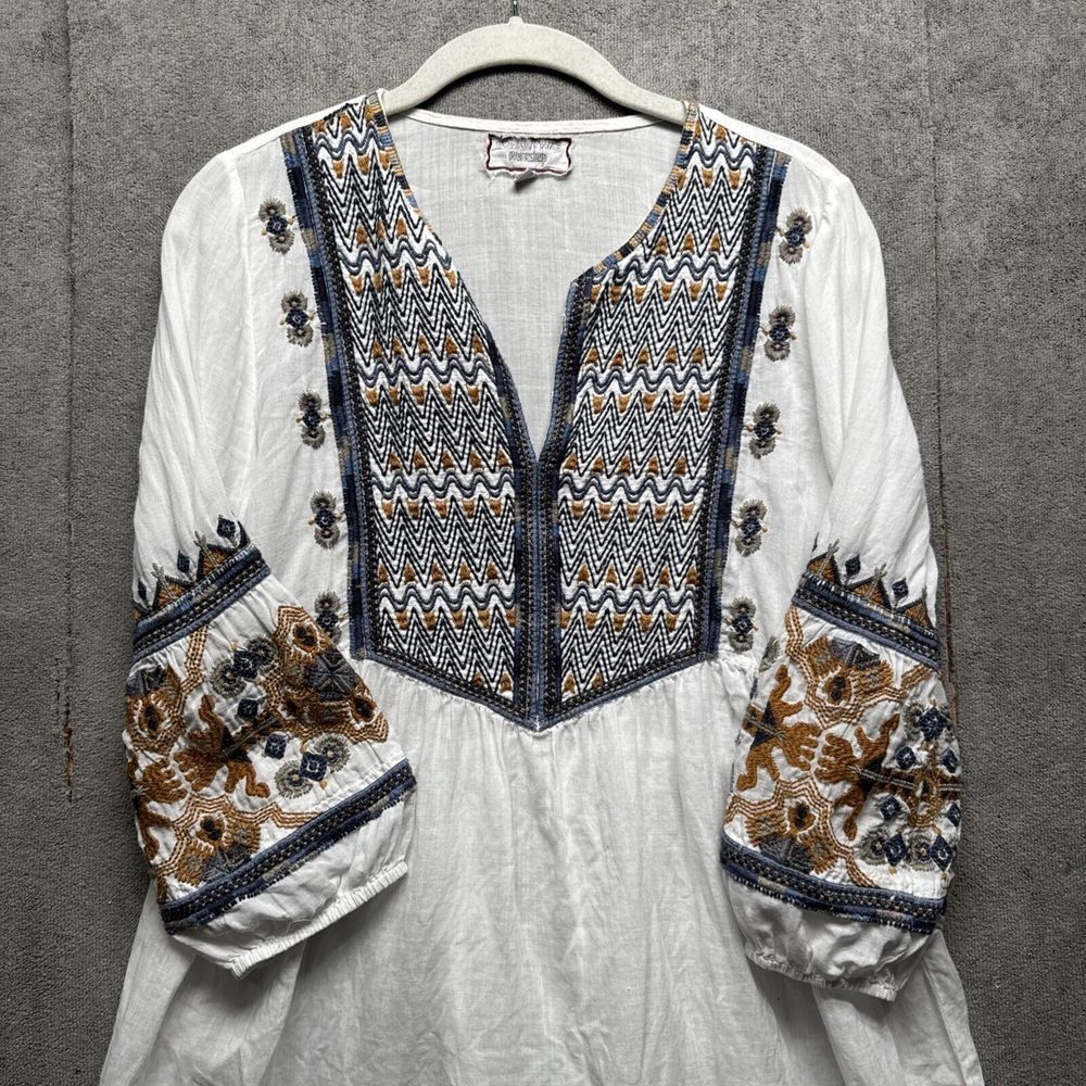 Johnny‎ Was Workshop Tunic Embroidered Top Small Dress Swim Cover Up - Picture 4 of 10
